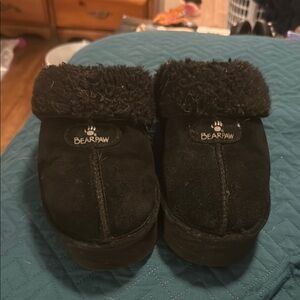 BearPaw Women's Black Fur-Lined Slippers